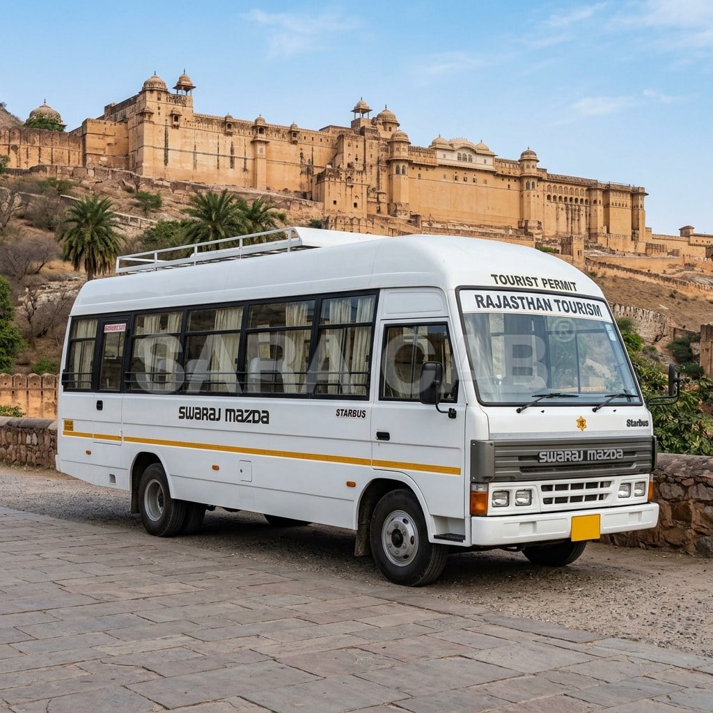Indian mini‑bus – 12‑seat vehicle, plate‑masked for large group trips
