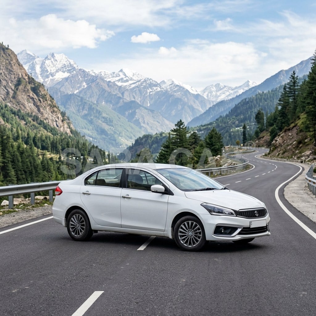 Maruti Suzuki Swift Dzire sedan – clean, plate-free white sedan for rental in India